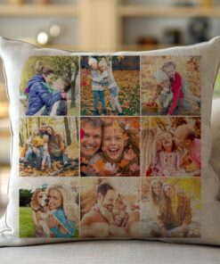 Personalised Collage Linen Soft Cushion Cover Any Photo Text Printed Custom Photo Pillow Case